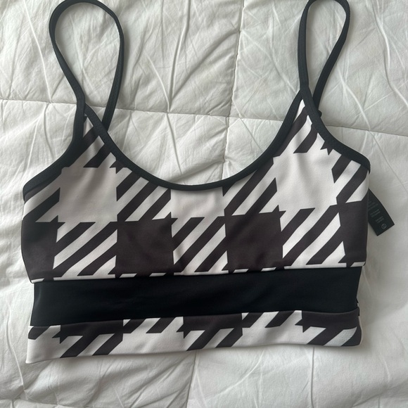 Beach Riot Other - Beach Riot Monochrome Checkered Sports Bra
